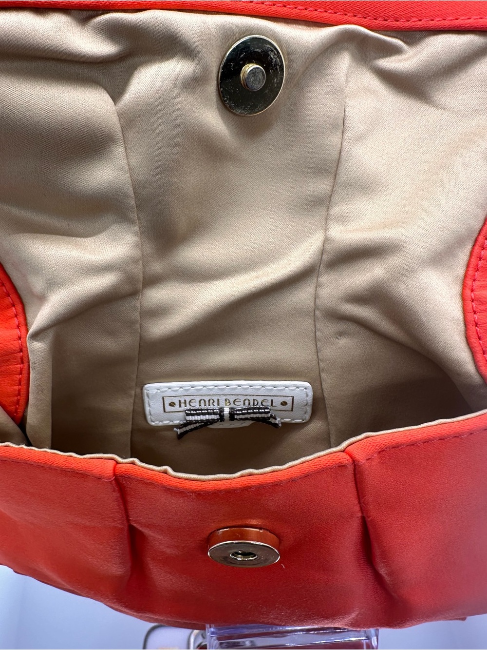 henri bendel Orange Fold-Top Wristlet with Metal Accent - Picture 7 of 7